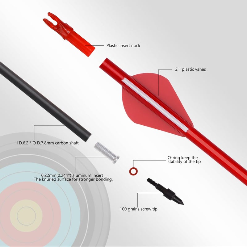 Yls Carbon Archery Arrows Practice Arrows Detachable Arrowhead and Nock 4 inch Streamlined TPU Feathers Perfect for Youth BeginnerTarget Practice and Outdoor Shooting - Image 5